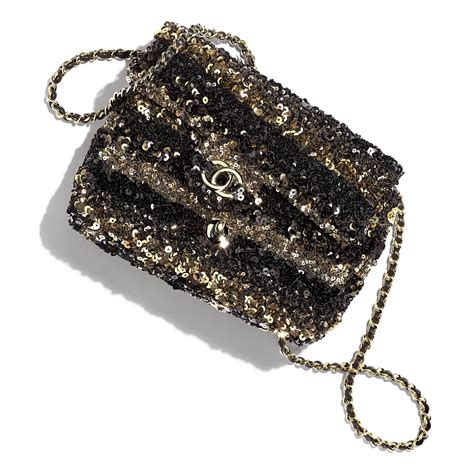 chanel aesthetic gold|Flap bag, Sequins & gold.